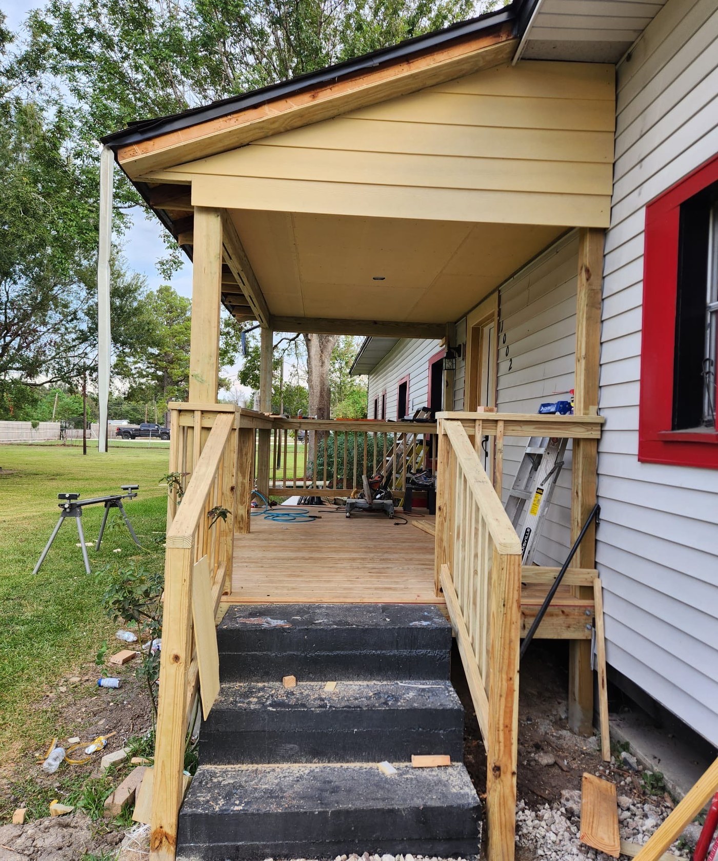Porch deck and railing